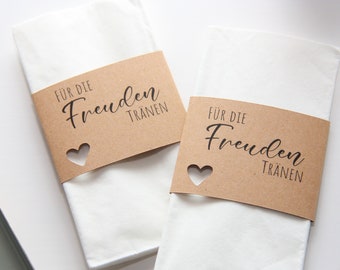 DIY "Tears of Joy" band for tissues made of kraft paper - wedding - with heart