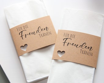 DIY tears of joy banderole for handkerchiefs made of kraft paper - wedding - with heart