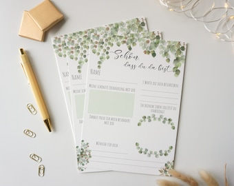 Guest book cards for First Communion/Confirmation with eucalyptus