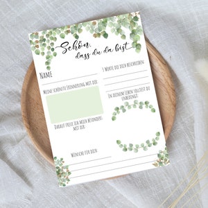 Guestbook cards for communion/confirmation with eucalyptus