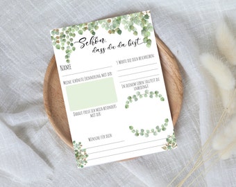 Guestbook cards for communion/confirmation with eucalyptus