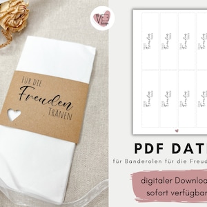 DIY tears of joy band for handkerchiefs as a PDF file to download and print yourself, perfect as a DIY wedding project
