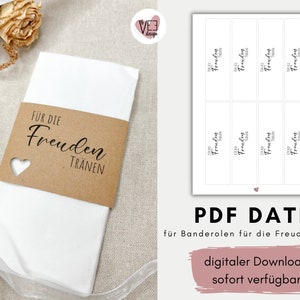 DIY tears of joy band for handkerchiefs as a PDF file to download and print yourself, perfect as a DIY wedding project