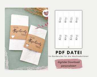 DIY farewell banderole for handkerchiefs as a PDF file to download & print yourself, for loving farewells