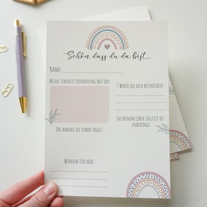 Gästebuchkarten zur Taufe / Kommunion / Konfirmation mit Boho Regenbogen