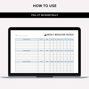 Weekly Medication Tracker, Minimalist Medicine Log, Printable AM PM Medication Chart, Vitamin ...