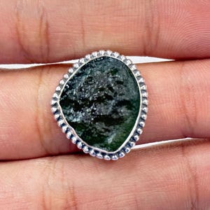 Moldavite Raw Ring – Natural Moldavite Gemstone in 925 Sterling Silver, Handmade Jewelry from Czech Republic