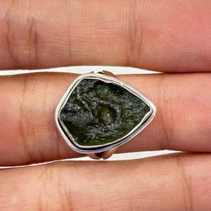 Authentic Moldavite Ring – Genuine Natural Moldavite Gemstone in 925 Sterling Silver, Handmade Czech Jewelry