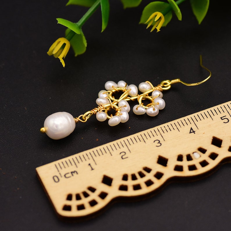 Luxury Jewelry GE0671 For Women Part Gift GLSEEVO Handmade Earrings Original Design Natural Pearl Flower Drop Earrings Dangle Earrings