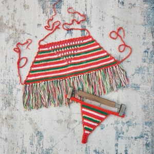Color Striped Halter Neck Tankini Bellyband Cover UP Top Brazilian Thong Set