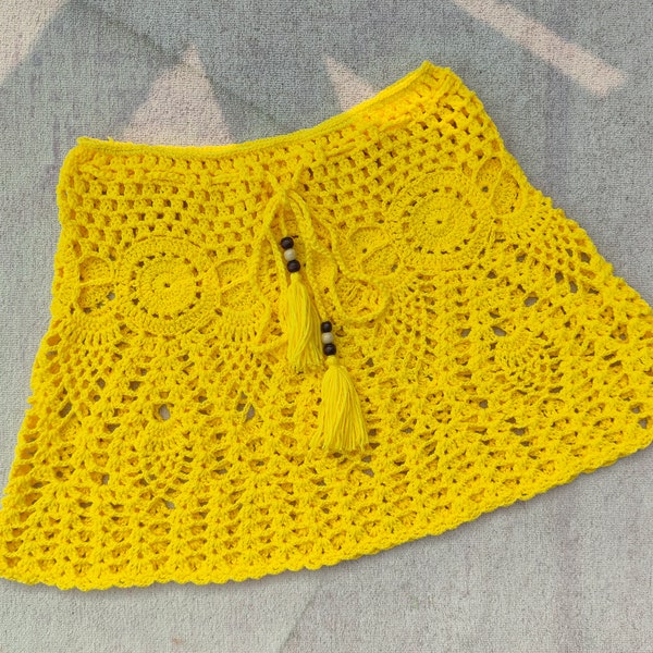 Crochet Skirt With Short Fringe Women Boho Skirt Bikini Swim Short Skirt