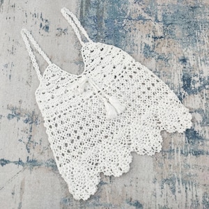 Women Handmade Crochet Top Camisole Beach  Boho Goddess Crop Top