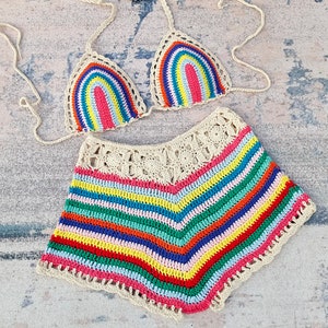 Tweedelige bikini voor dames, handgehaakt zomerstrand geweven top en hotpants