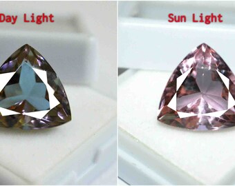 Blue,Purple 21.00 Ct Certified Natural Fantastic Quality Cushion Shape Color Changing Alexandrite Loose Gemstone SV1609