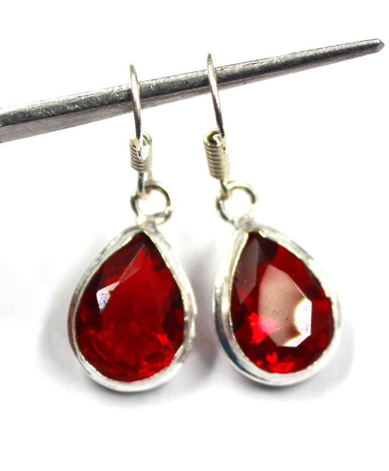 27.15 Ct Certified Handmade Silver Earrings-925 Sterling Silver Earrings Red Topaz Earrings-Dangle-Drop Earrings Valentine Gift