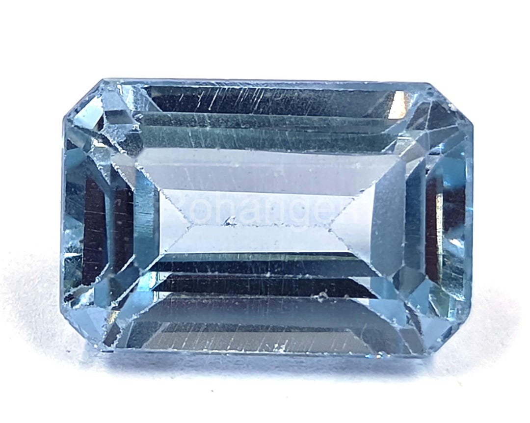 Pierre Précieuse Aigue-Marine Bleue Naturelle Taillée En Émeraude - 9.05 Ct Du Brésil