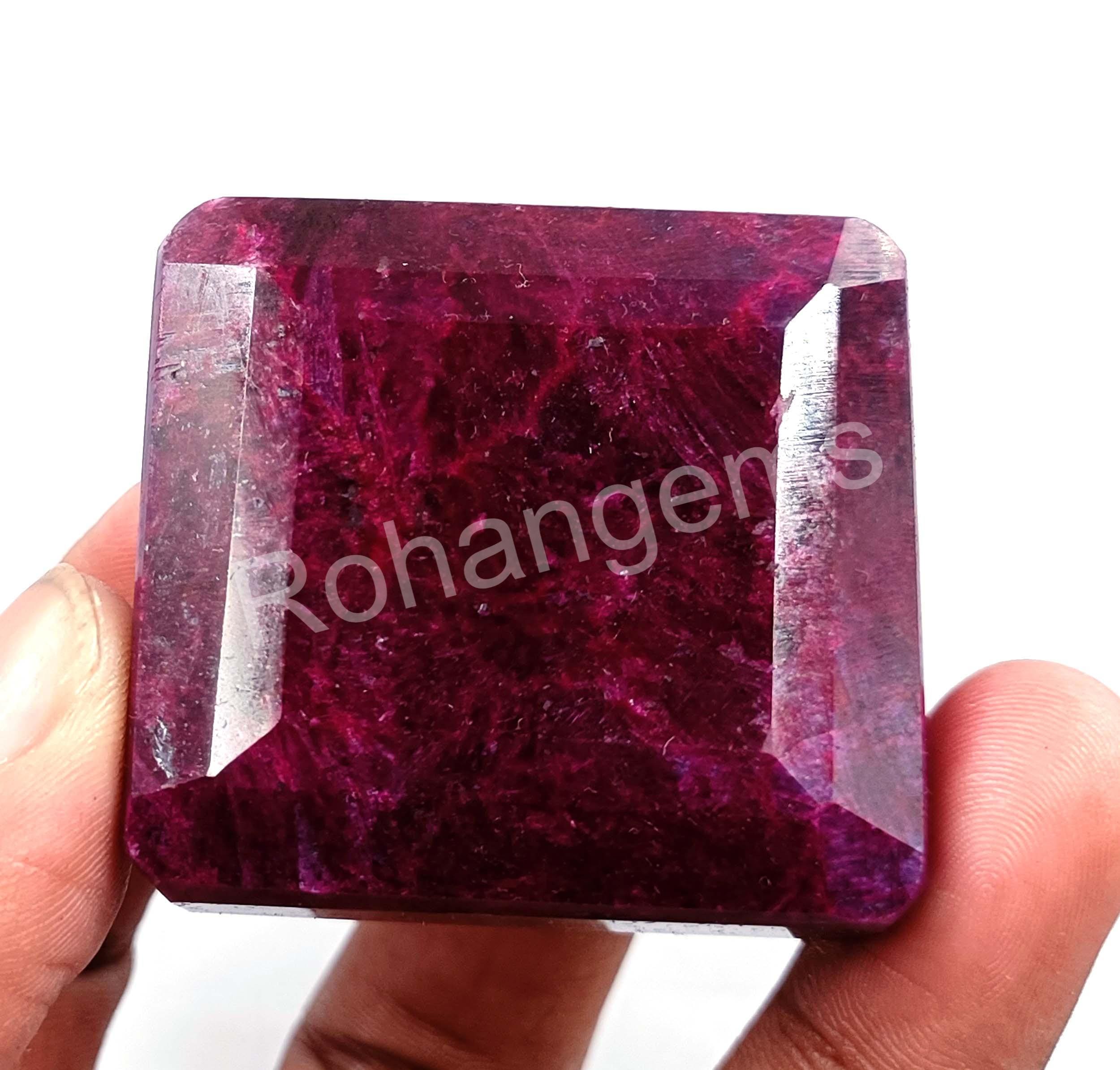 Red Ruby Natural 595.35 Ct Faceted Emerald Cut Gemstone Certified