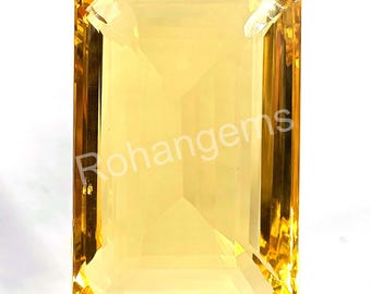 イエローシトリン 天然ゴージャス 半透明ファセットエメラルドカット