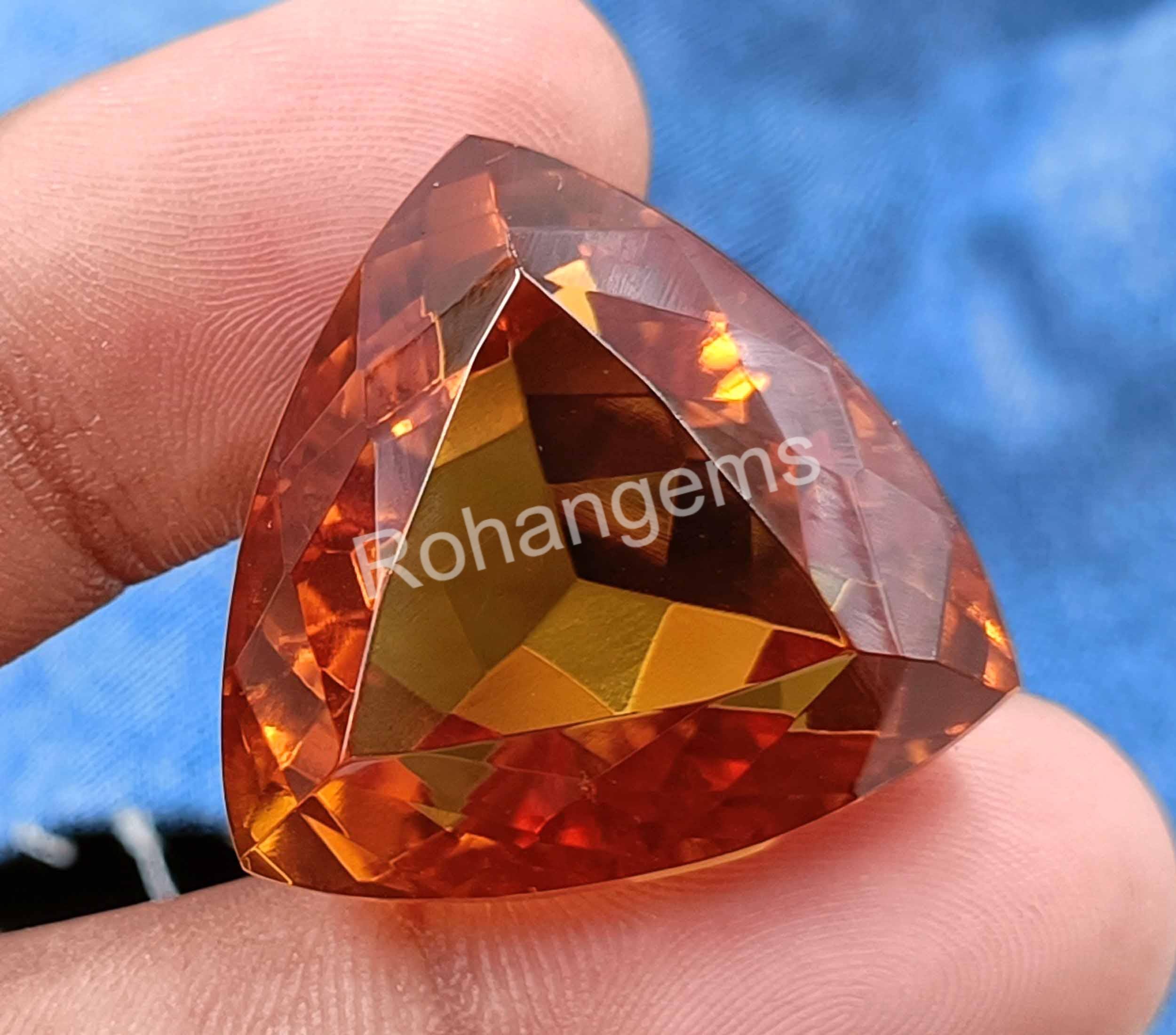 オレンジ天然ルースシトリン宝石、75.00カラット、トリリオンシトリン 