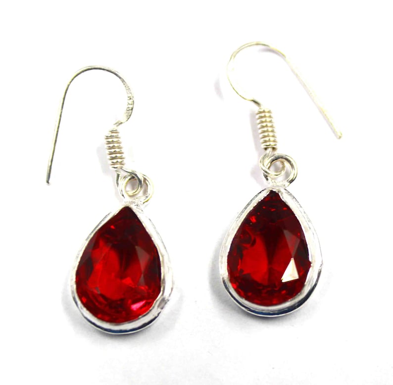 27.15 Ct Certified Handmade Silver Earrings-925 Sterling Silver Earrings Red Topaz Earrings-Dangle-Drop Earrings Valentine Gift
