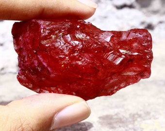 Raw Red Ruby Crystal, Uncut Gemstone, Natural Ruby Specimen