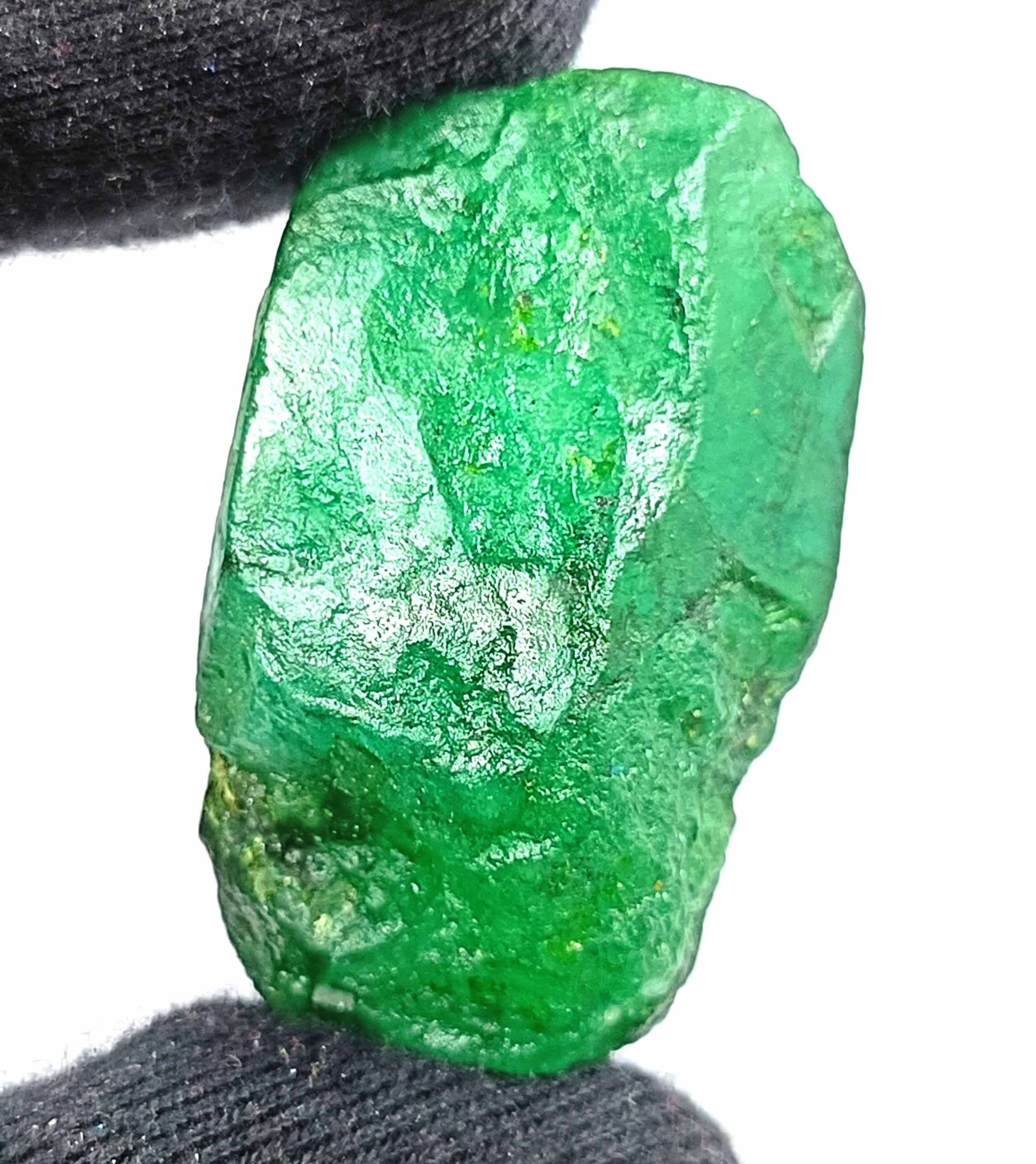 REAL-GEMS Émeraude verte naturelle 24,5 carats Pierre précieuse brute de guérison brute en vrac AXF-722, Petit, Gemme, Émeraude Hue Enhancer