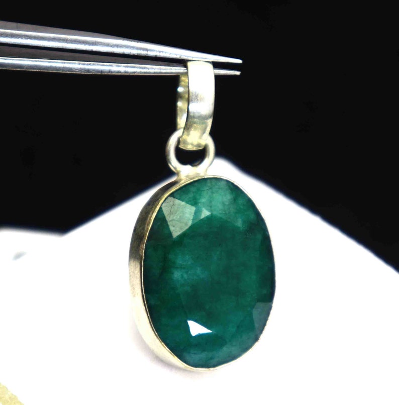 50.30 Ct Certified Natural Beautiful Green Emerald Pendant 925 Solid Sterling Silver Gemstone DS1493