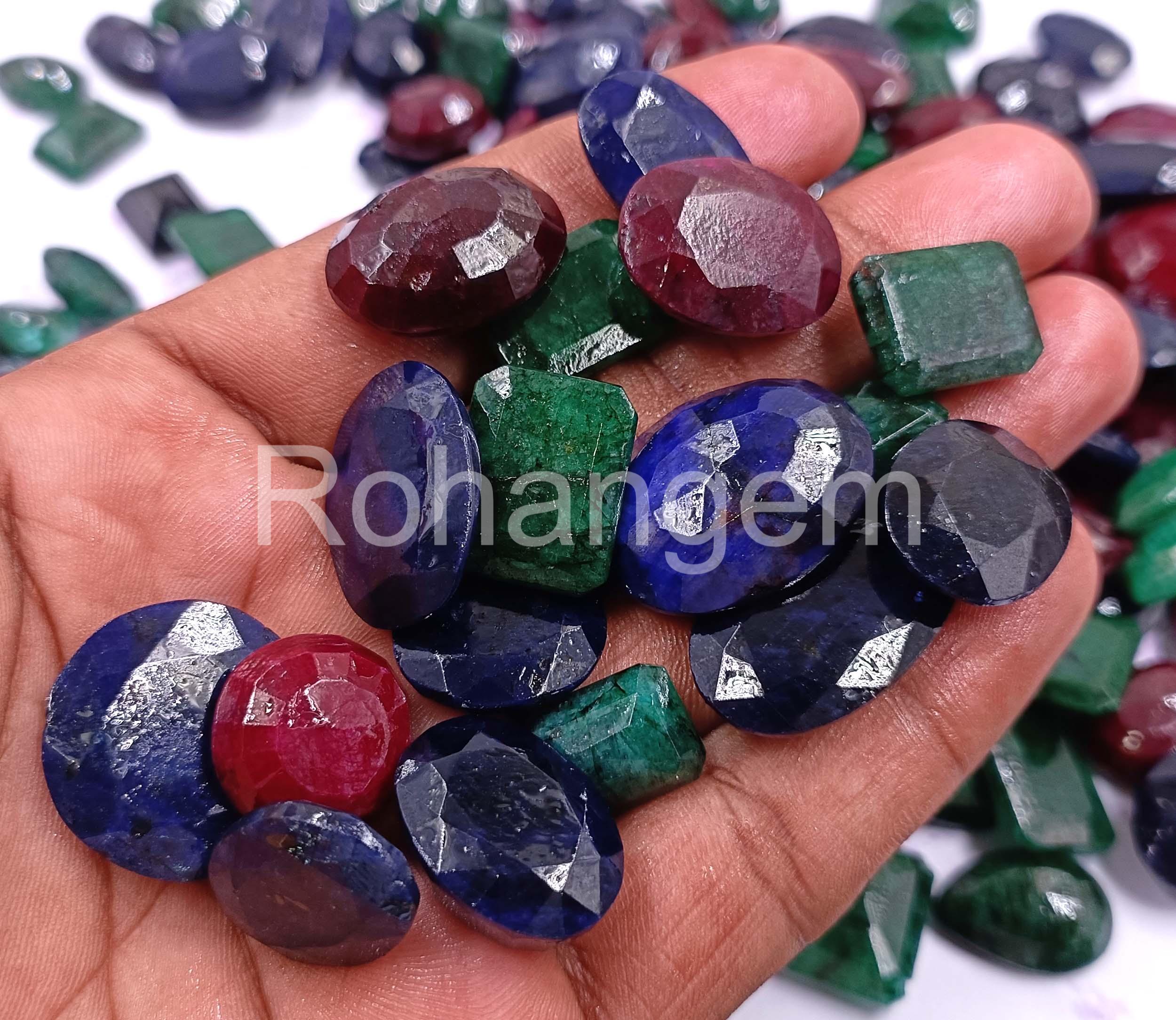 Lotto All'ingrosso Di Pietre Preziose Sfuse Sfaccettate, Rubino Naturale E Zaffiro, 100 Ct, Qualit&agrave; Eccellente, Collezione Rara, Offerta Eccezionale! - Italia