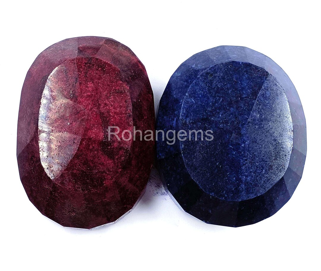 ルビー/サファイア ペア オーバル ファセットカット 天然ルース 宝石