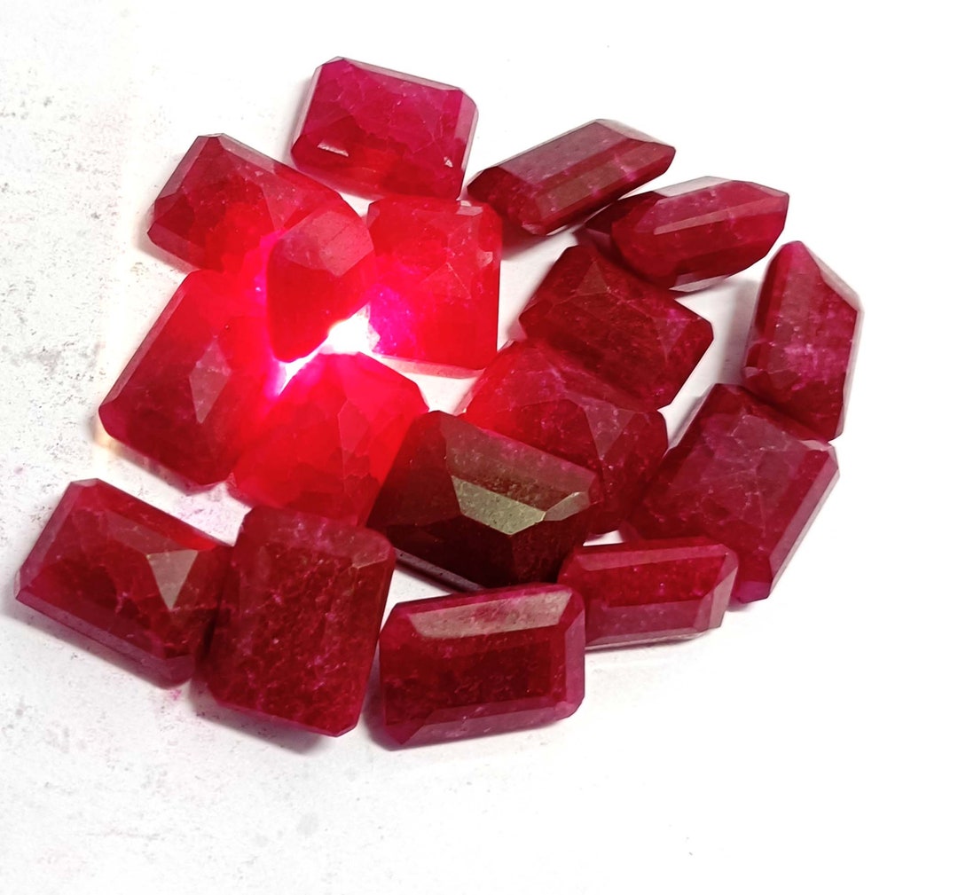 Ruby Lot Burma Ruby Lot: 100 Carat, Mix Faceted, Emerald Cut - Etsy