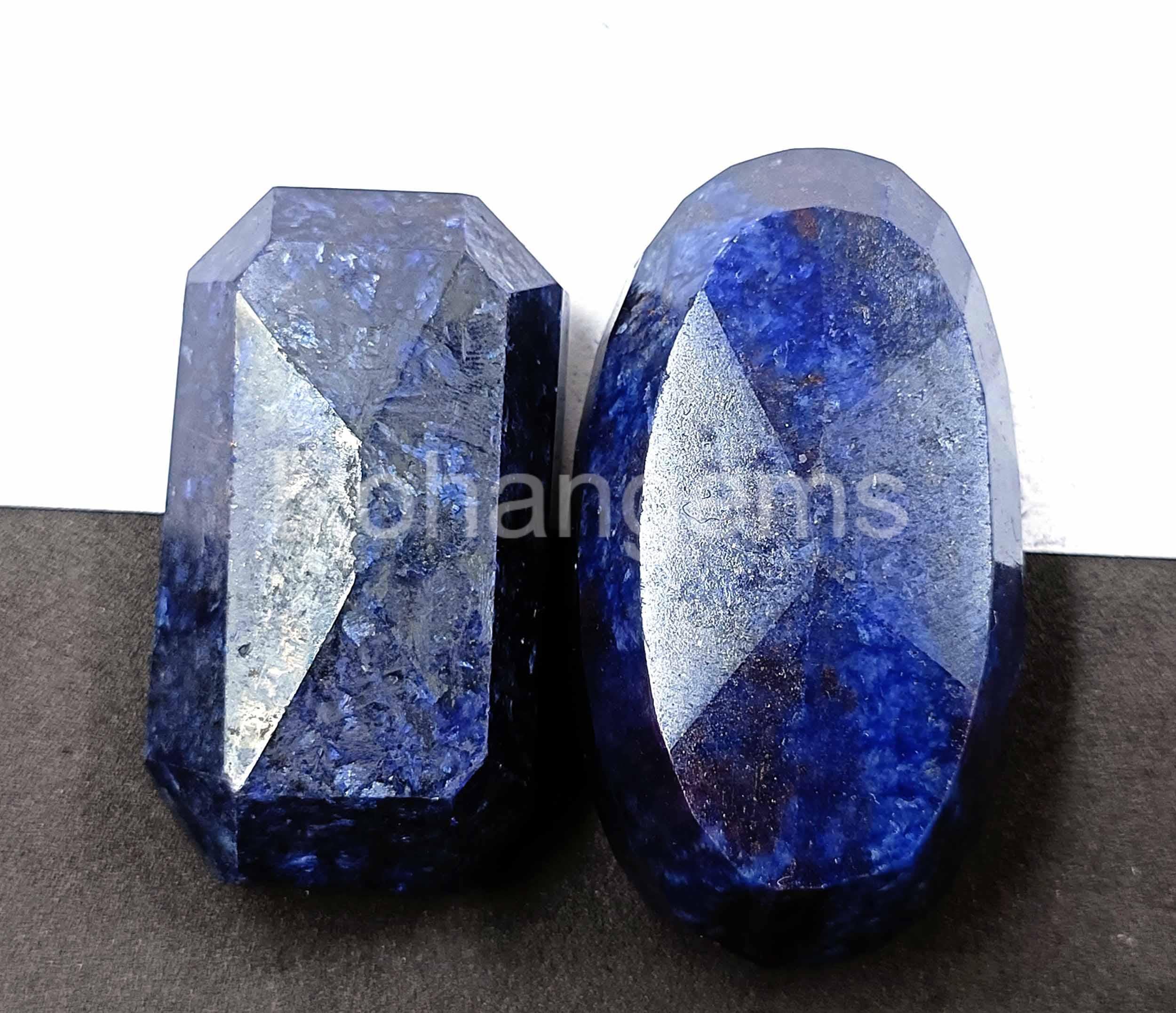 ブルーサファイアペア天然認定ルース宝石1500-1600カラット透明不透明