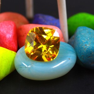 Yellow Sapphire 18 Ct Certified Natural Faceted Cushion Cut Gemstone !! Making For Ring !! Free Shipping Sale Offer !! From Sri Lanka AAA
