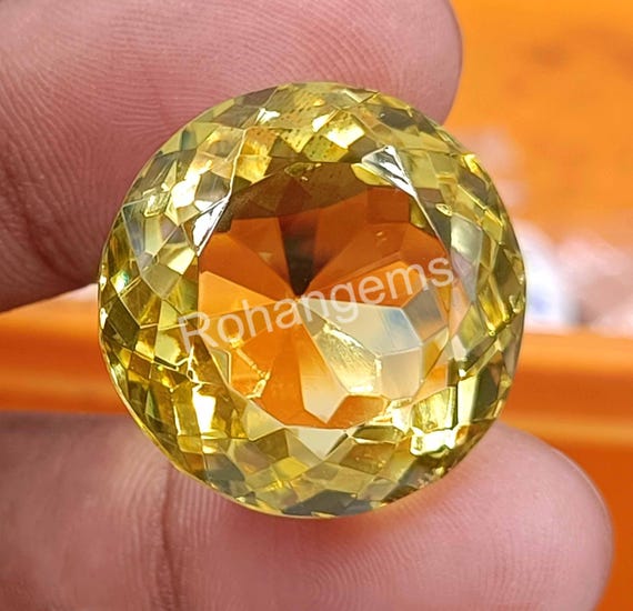 Citrine Naturelle Jaune Certifiée - Pierre Précieuse En Vrac, Taille Coussin - 63.02 Carats, Inde