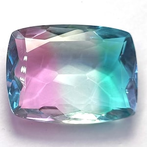 Gemme bicolore certifiée 124,90 carats d&#39;amétrine naturelle | Pierre transparente à facettes de taille coussin du Brésil | Qualité supérieure 5NJL