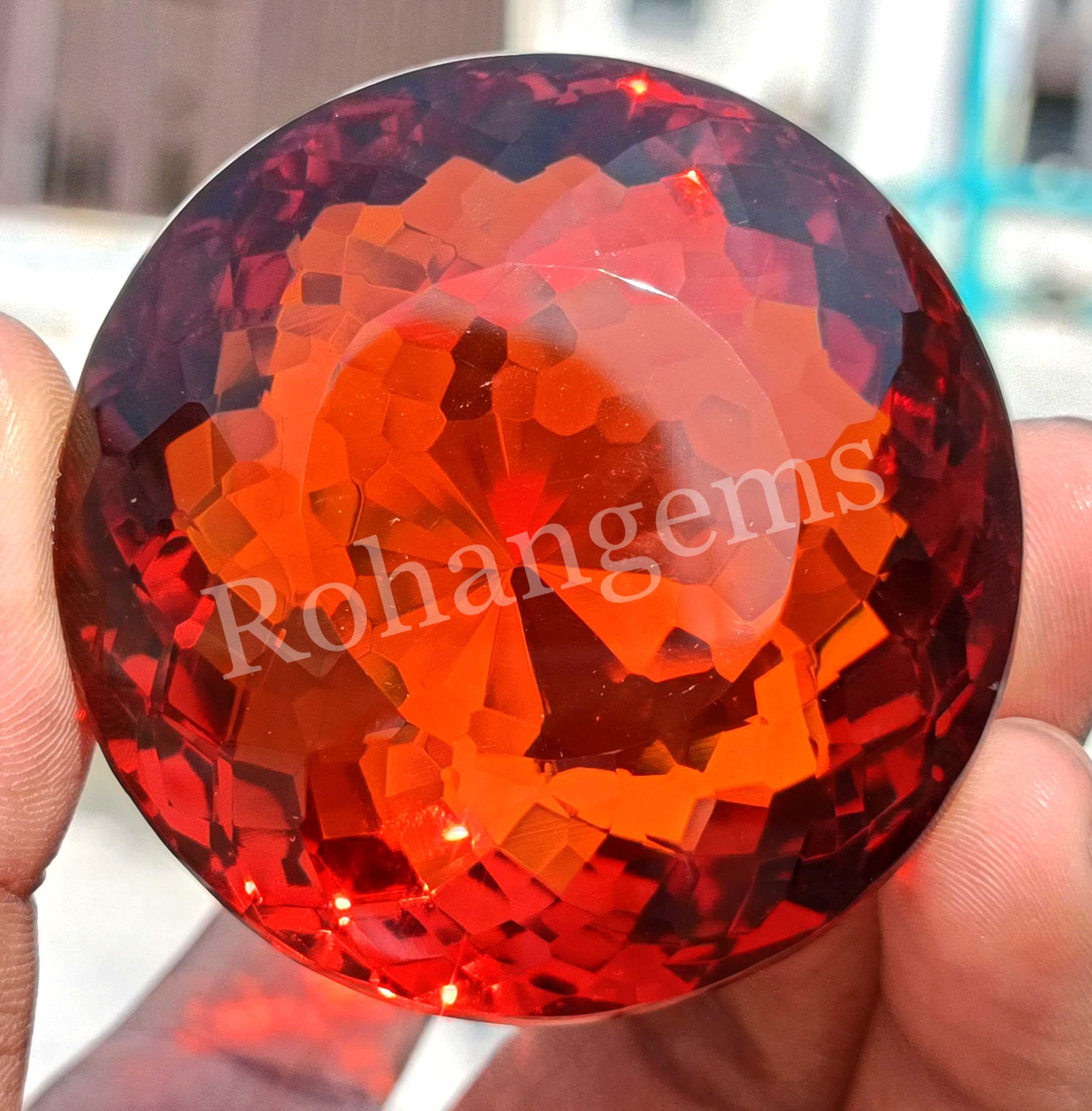 オレンジシトリン 天然認定ルース宝石 660カラット ファセットカット