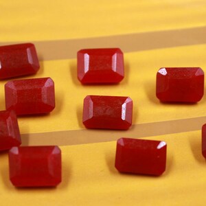 Burma Red Ruby Lot, 100 Carat Faceted Emerald Cut Gemstone