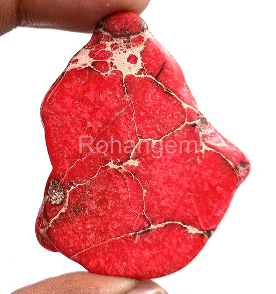 Natural Arizona Red Turquoise Slab – 80 Ct Rough Loose Gemstone – Polished, EGL Certified – 65mm X 45mm