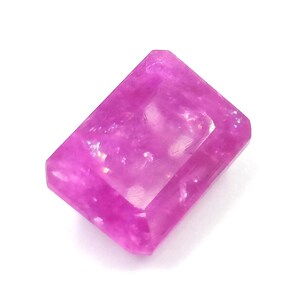 Gema de Rubi Rosa | Rubi Natural de 12 Quilates com Lapidação Esmeralda | Gema Bruta Solta | Material para Fabricação de Joias 6OSE