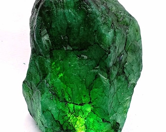 Emerald Rough! Natural 1400-1450 Ct Certified Semi Transparent Rough Finest Quality Loose Gemstone from Colombia Uncut Rough Fast Shipping!