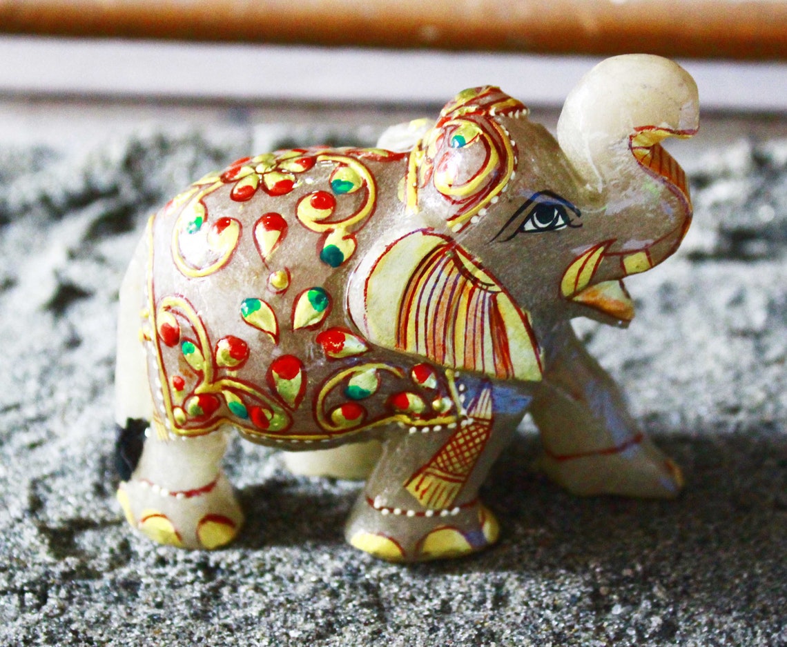 1070 Ct Natural Gold Hand Work Jade Elephant Figurine Statue Etsy