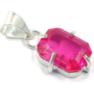 Colgante de rubí rosa de 17 quilates con forma de esmeralda, natural, certificado EGL, en plata 925. Piedra preciosa suelta. 6OSN