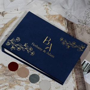 Art deco wedding guest book, custom wedding photo album, blue album for photo booth pictures, custom scrapbook album