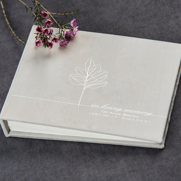 Customized sympathy book, funeral guest book for memories, personalized in loving memory book, custom book of remembrance, condolence book