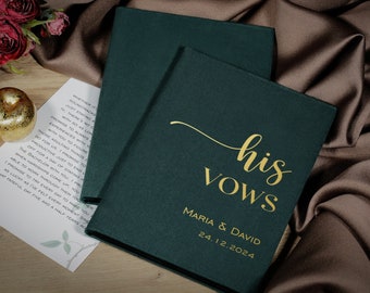 Luxury vow book for wedding or vows renewal, bride and groom vow case, cute booklet for him and her, green or other color vow book