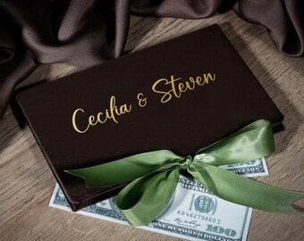Luxe geldcadeau-envelop met satijnen lint voor pasgetrouwden, contante envelop, gepersonaliseerde contante cadeau-envelop, aangepaste cadeaukaarthouder