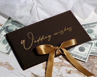 Luxe geldcadeau-envelop met satijnen lint voor pasgetrouwden, contante envelop, gepersonaliseerde contante cadeau-envelop, aangepaste cadeaukaarthouder
