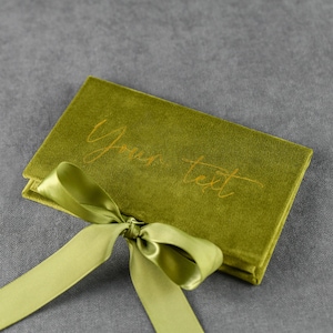 Busta per denaro in velluto verde con testo personalizzato, portacarte regalo personalizzato, busta contanti/assegno per compleanno, anniversario o Natale