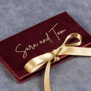 Sobre personalizado para regalar dinero, sobre de terciopelo para efectivo hecho a medida, tarjetero rojo para regalo de cumpleaños o boda hecho a mano.