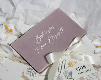 Voucher envelope, pastel rose money envelope with satin ribbon for birthday, Christmas or Women's day, gift card holder idea, money carrier