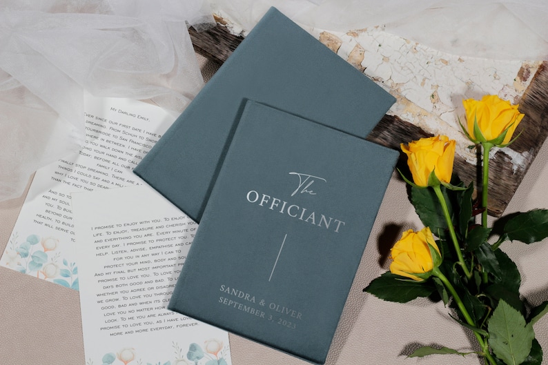 Wedding Officiant Ceremony Book, Personalized Velvet Wedding Book